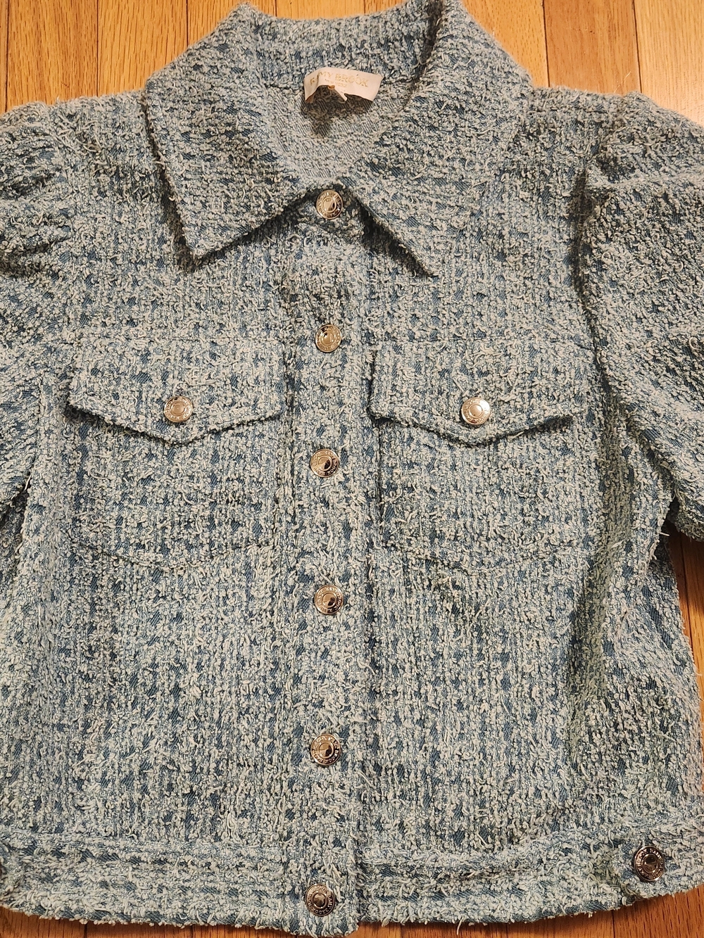 Ramy Brook Light Blue Bouclé Button-Front Jacket